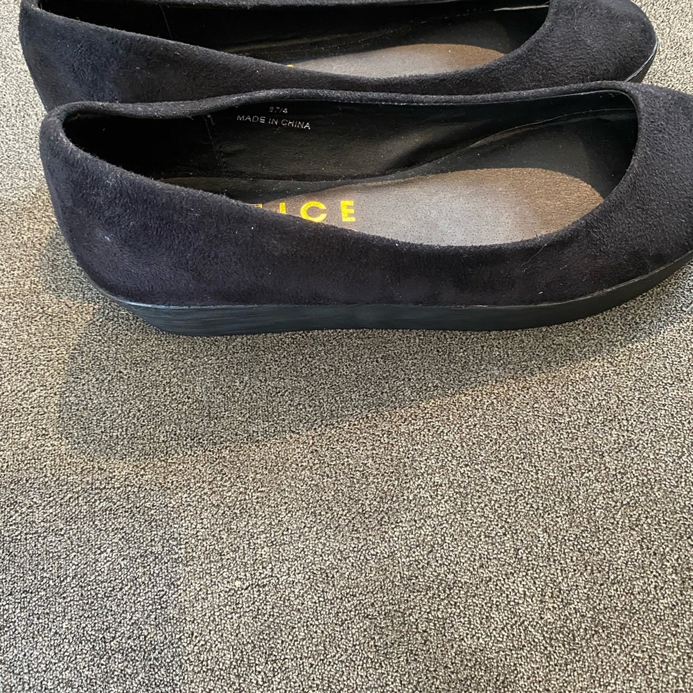 Platform, ballet shoes, suede, black, size marked as 37/4